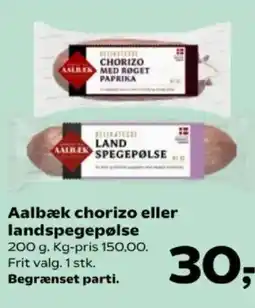 Kvickly Aalbæk chorizo eller landspegepølse tilbud