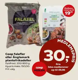 Kvickly Coop falafler eller Änglamark plantefrikadeller tilbud