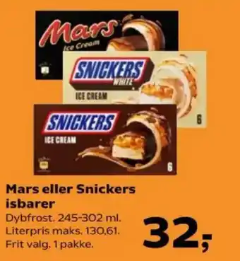 Kvickly Mars eller Snickers isbarer tilbud