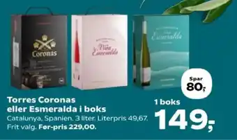 Kvickly Torres Coronas eller Esmeralda i boks tilbud