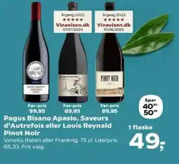 Kvickly Pagus Bisano Apasio, Saveurs d'Autrefois eller Louis Reynald Pinot Noir tilbud