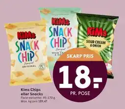 SPAR Kims Chips eller Snacks, DKK 18 tilbud