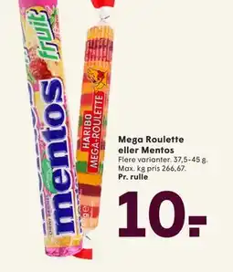 SPAR Mega Roulette eller Mentos, DKK 10 tilbud