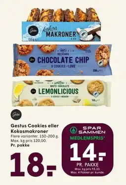 SPAR Gestus Cookies eller Kokosmakroner, DKK 18, App-pris tilbud