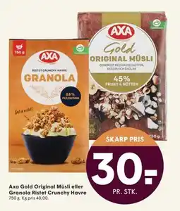 SPAR Axa Gold Original Müsli eller Granola Ristet Crunchy Havre, DKK 30 tilbud