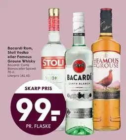 SPAR Bacardi Rom, Stoli Vodka eller Famous Grouse Whisky, DKK 99 tilbud