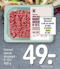 REMA 1000 Hakket dansk oksekød 8-12% 400 g, DKK 49 tilbud