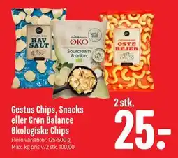 Min Købmand Gestus Chips, Snacks eller Grøn Balance Økologiske Chips, DKK 25 tilbud