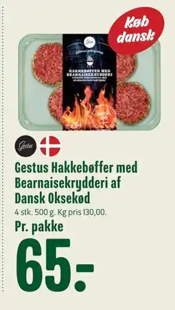 Min Købmand Gestus Hakkebøffer med Bearnaisekrydderi af Dansk Oksekød, DKK 65 tilbud