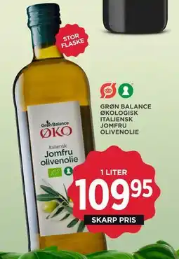 MENY GRØN BALANCE ØKOLOGISK ITALIENSK JOMFRU OLIVENOLIE, DKK 109.95 tilbud