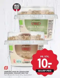 MENY GRØN BALANCE ØLLINGEGAARD ØKOLOGISK YOGHURT MED TOP, DKK 10 tilbud