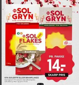 MENY OTA SOLGRYN ELLER BRANFLAKES, DKK 14 tilbud