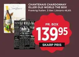 MENY CHANTENAIS CHARDONNAY ELLER OLD WORLD THE BOX, DKK 139.95 tilbud
