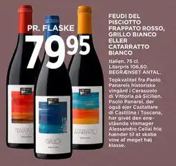 MENY FEUDI DEL PISCIOTTO FRAPPATO ROSSO, GRILLO BIANCO ELLER CATARRATTO BIANCO, DKK 79.95 tilbud