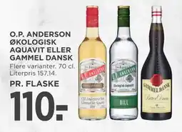 MENY O.P. ANDERSON ØKOLOGISK AQUAVIT ELLER GAMMEL DANSK, DKK 110 tilbud