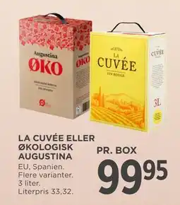 MENY LA CUVÉE ELLER ØKOLOGISK AUGUSTINA, DKK 99.95 tilbud