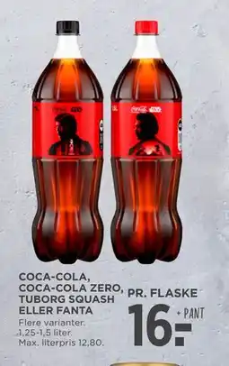 MENY COCA-COLA, COCA-COLA ZERO, TUBORG SQUASH ELLER FANTA, DKK 16 tilbud