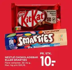 MENY NESTLÉ CHOKOLADEBAR ELLER SMARTIES, DKK 10 tilbud