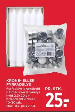 MENY KRONE- ELLER FYRFADSLYS, DKK 25 tilbud