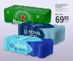 MENY ROYAL EXPORT, IPA, BLANCHE ELLER HEINEKEN, DKK 69.95 tilbud