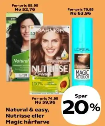 Kvickly Natural & easy, Nutrisse eller Magic hårfarve tilbud
