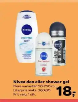 Kvickly Nivea deo eller shower gel tilbud