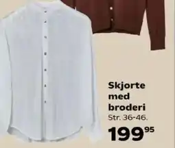 Kvickly Skjorte med broderi Str. 36-46. tilbud