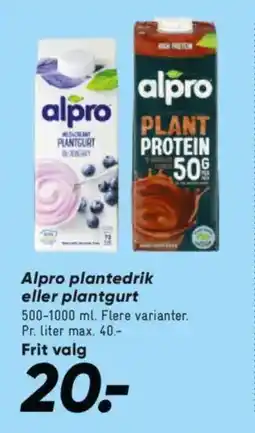 Bilka Alpro plantedrik eller plantgurt tilbud