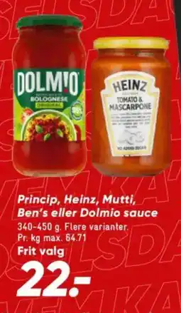 Bilka Princip, Heinz, Mutti Ben's eller Dolmio sauce tilbud