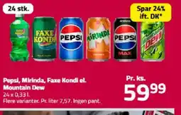 Fleggaard Pepsi, Mirinda, Faxe Kondi el. Mountain Dew tilbud