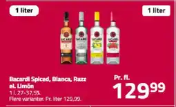 Fleggaard Bacardi Spiced, Blanca, Razz el. Limón tilbud