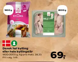 SuperBrugsen Dansk hel kylling eller hele kyllingelår tilbud