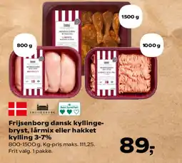 SuperBrugsen Frijsenborg dansk kyllinge- bryst, lårmix eller hakket kylling 3-7% tilbud