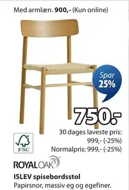 JYSK ISLEV spisebordsstol, DKK 750 tilbud