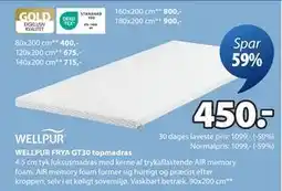 JYSK WELLPUR FRYA GT30 topmadras tilbud