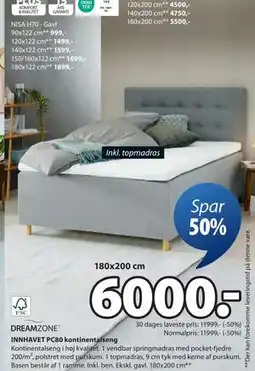 JYSK INNHAVET PC80 kontinentalseng, DKK 6000 tilbud