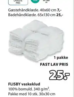 JYSK FLISBY vaskeklud, DKK 25 tilbud