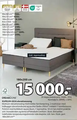 JYSK KUPELVA GE50 elevationsseng, DKK 15000 tilbud