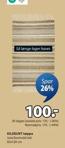 JYSK KILDEURT tæppe, DKK 100 tilbud