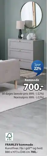 JYSK FRAMLEV kommode, DKK 700 tilbud