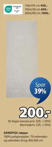 JYSK SANDFIOL tæppe tilbud