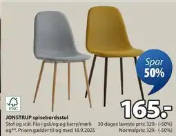 JYSK JONSTRUP spisebordsstol, DKK 165 tilbud