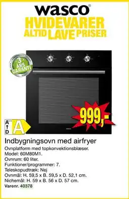 Harald Nyborg Indbygningsovn med airfryer, DKK 999 tilbud