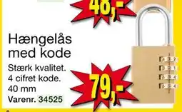Harald Nyborg Hængelås med kode, DKK 79 tilbud