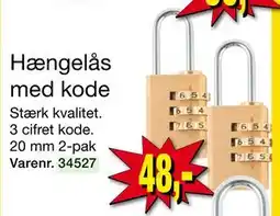 Harald Nyborg Hængelås med kode, DKK 48 tilbud