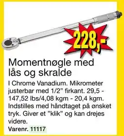 Harald Nyborg Momentnøgle med lås og skralde, DKK 228 tilbud