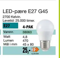 Harald Nyborg LED-pære E27 G45, DKK 25 tilbud