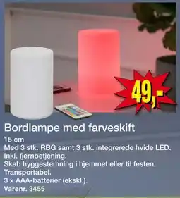 Harald Nyborg Bordlampe med farveskift, DKK 49 tilbud