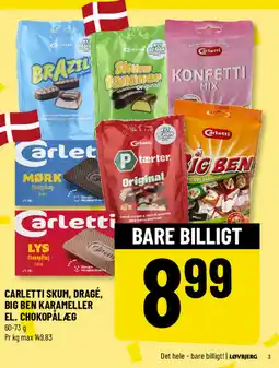 Løvbjerg Carletti skum, dragé big ben karameller el. chokopålæg , tilbud