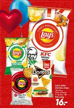 Bilka Lay’s eller Doritos chips, DKK 16 tilbud